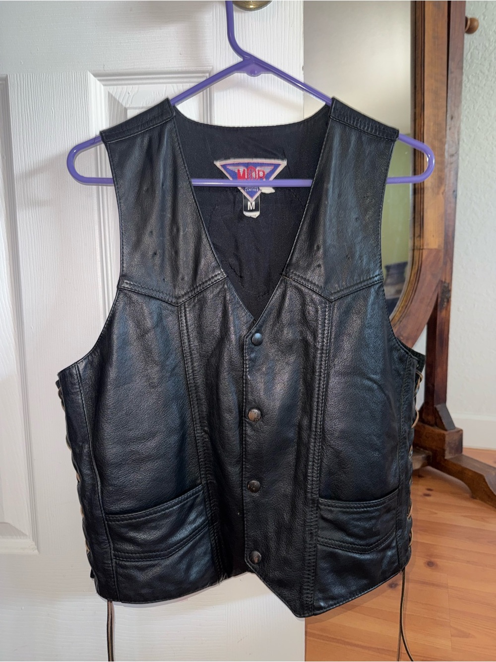 Harley-Davidson Black Leather Women's Vest with Side Lacing